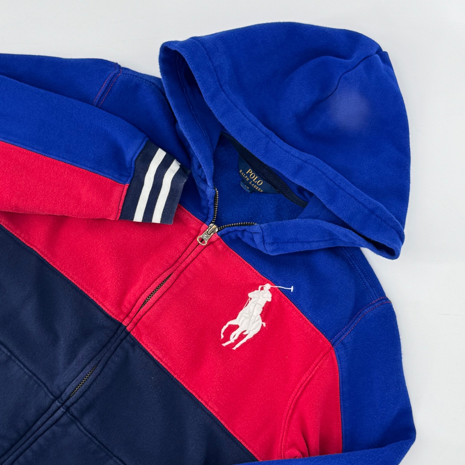 Polo Ralph Lauren Youth Large Big Pony Colorblock Zip Hoodie 14-16